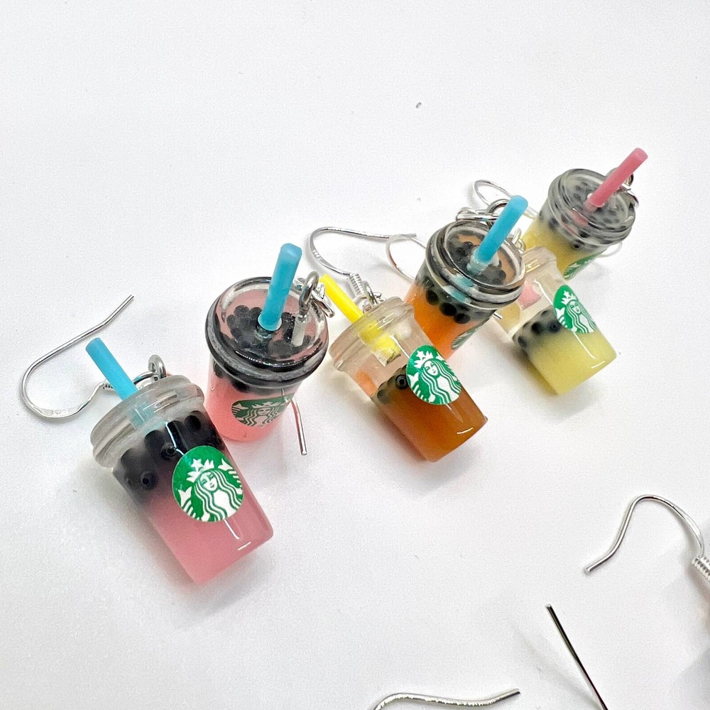 Starbucks Earrings - Boba Beads Earrings - Drink Earrings - Milk Tea Earrings - Picture 2 of 10